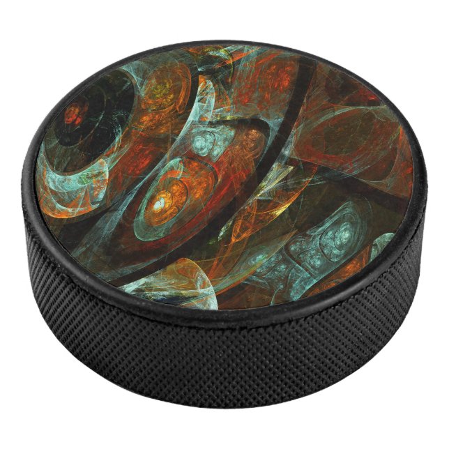 Time Split Abstract Art Hockey Puck (3/4)