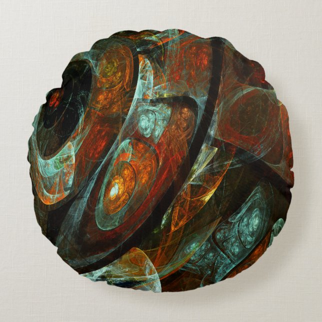 Time Split Abstract Art Round Pillow (Front)