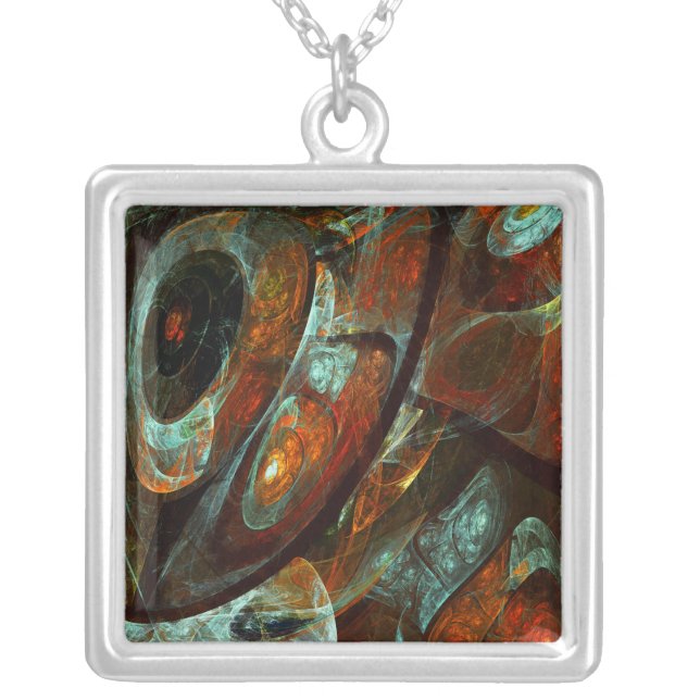 Time Split Abstract Art Silver Plated Necklace (Front)