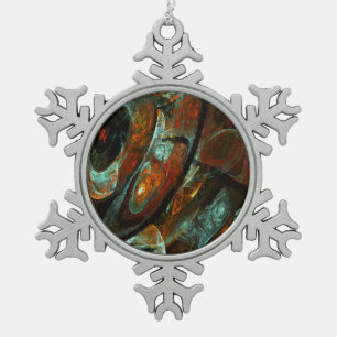 Time Split Abstract Art Snowflake Pewter Christmas Ornament