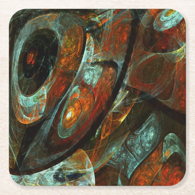 Time Split Abstract Art Square Paper Coaster (Front)