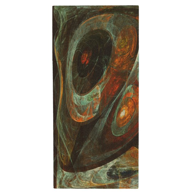 Time Split Abstract Art Wood Flash Drive (Front Vertical)