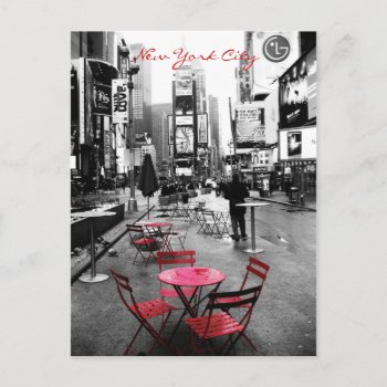 Time Square Black White Red Postcard by sarahdupontdesigns at Zazzle