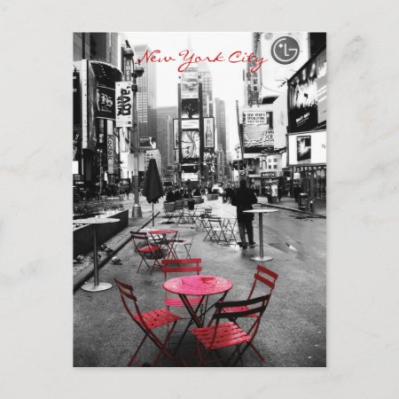 Time Square Black White Red Postcard