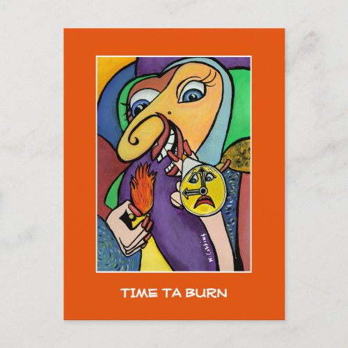 Time Ta Burn On Orange  - Time Pieces Postcard
