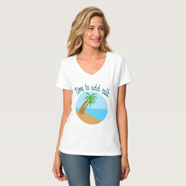 Time to Add Salt – Tropical Beach Palm Tree Summer T-Shirt (Front Full)
