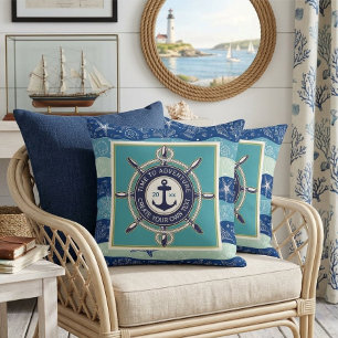 Time To Adventure Custom Maritime Boat Name Throw Pillow