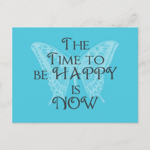 Time to be HAPPY Aqua Butterfly Postcard