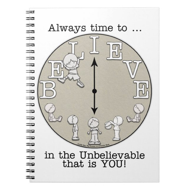 Time To Believe-Little Boy and Clock Notebook (Front)