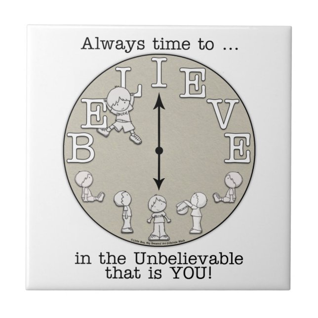 Time To Believe-Little Boy and Clock Tile (Front)