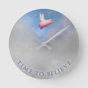 Time to believe-when pigs fly wall clock