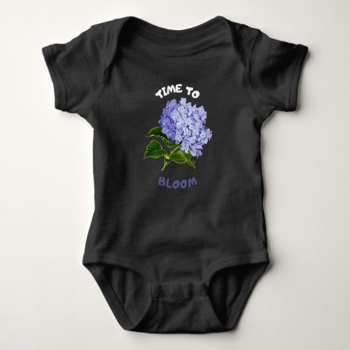 Time to bloom violet floral design baby bodysuit