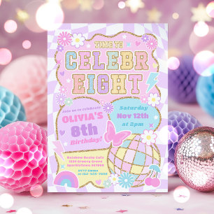 Time To Celebr-Eight Preppy Varsity 8th Birthday  Invitation