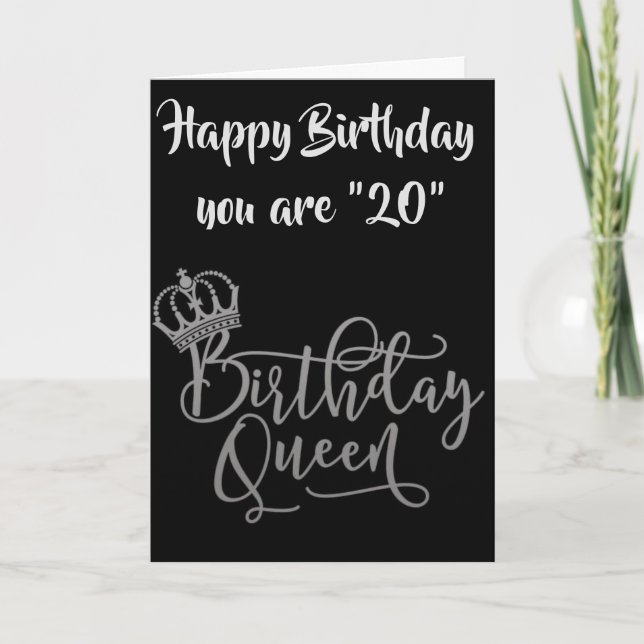 TIME TO CELEBRATE **20th** BIRTHDAY QUEEN Card (Front)