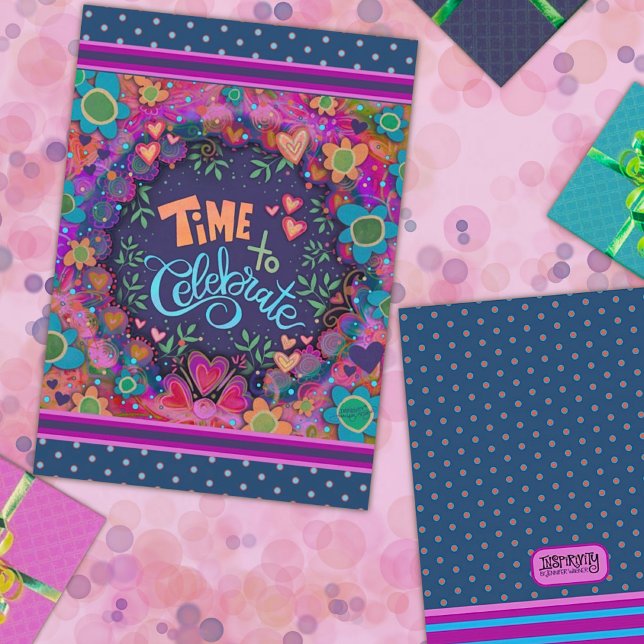 Time to Celebrate Fun  Birthday Floral Card (Creator Uploaded)