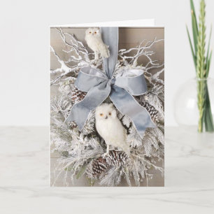 **TIME TO CELEBRATE** SAYS OWL COUPLE CHRISTMAS HOLIDAY CARD