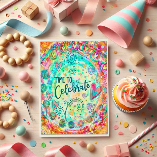 Time to Celebrate Whimsical Hearts Colorful