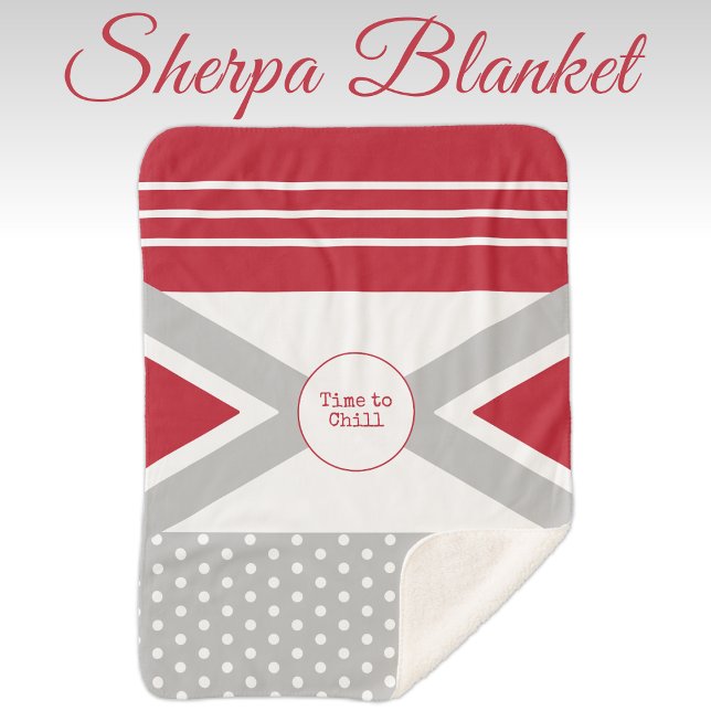 Time to Chill red and grey Sherpa Blanket (Creator Uploaded)