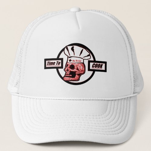 Time to Cook _ RedBlackWhite Trucker Hat