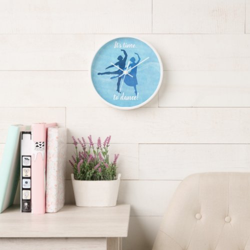 Time to Dance Ballet Theme Blue Large Clock