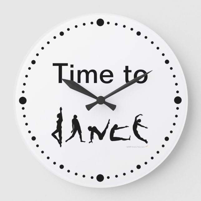 Time to Dance Dancers Silhouettes White Wall Clock (Front)