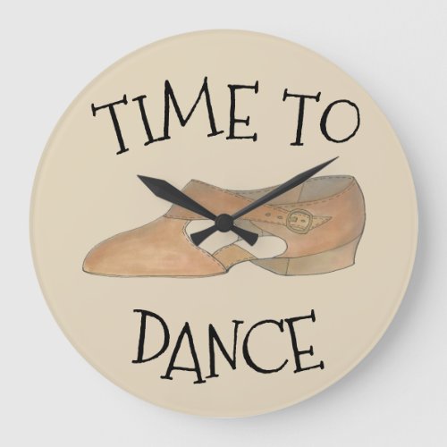 Time to Dance Tan Modern Lyrical Shoe Studio Gift Large Clock