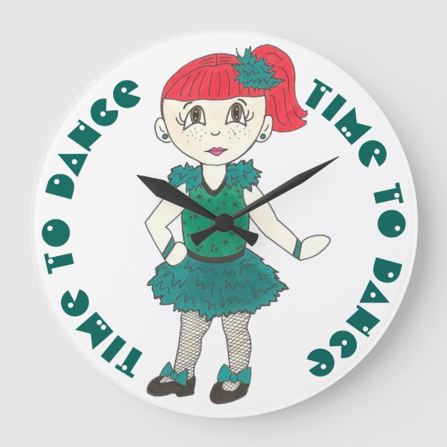 Time to Dance Tap Dancing Girl Studio School Decor Large Clock (Front)
