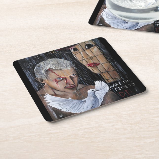 Time to Die! Painting by Alfred Fox Square Paper Coaster (Angled)