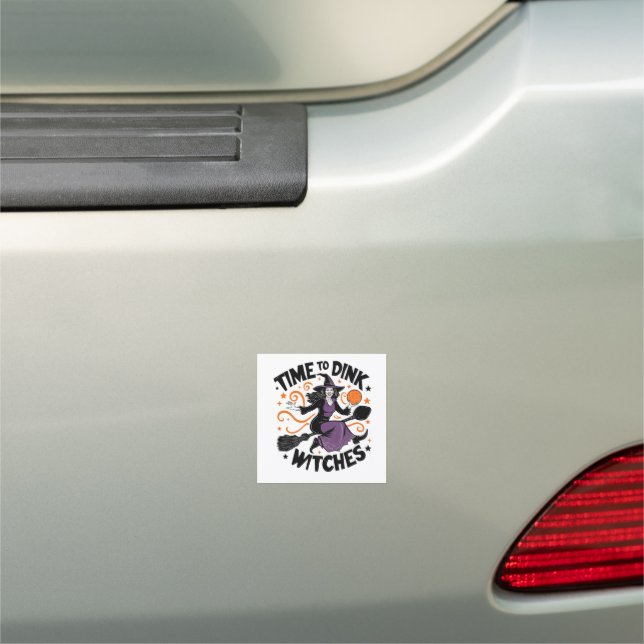 Time to Dink Witches Spooky Pickleball Halloween   Car Magnet (In Situ)