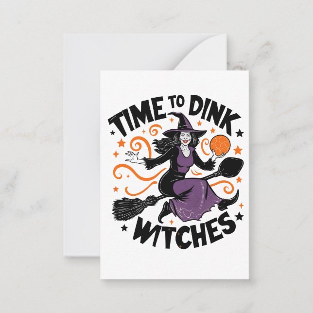 Time to Dink Witches Spooky Pickleball Halloween   Note Card (Front)