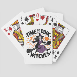 Time to Dink Witches Spooky Pickleball Halloween   Poker Cards