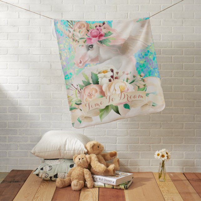 Time To Dream Magical Unicorn Baby Blanket (In Situ)