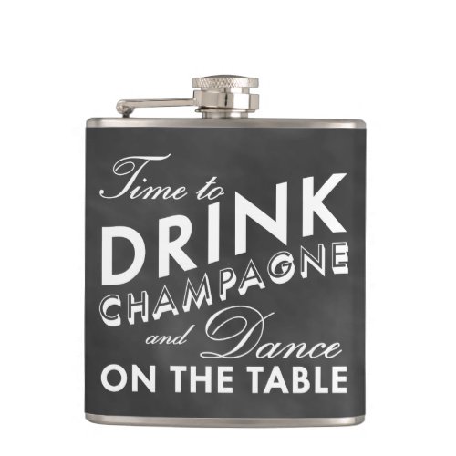 Time to Drink Champagne Chalkboard Flask