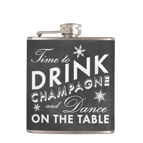 Time to Drink Champagne Chalkboard Holiday Flask