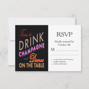 Time to Drink Champagne Colorful Halloween RSVP Card
