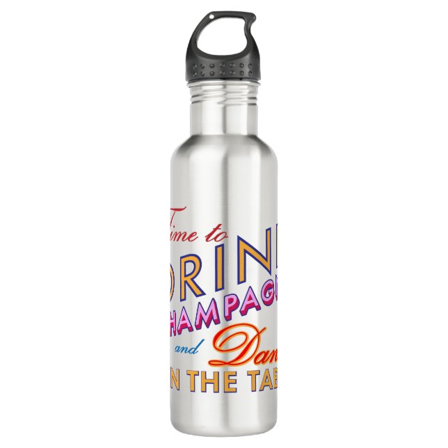 Time to Drink Champagne Colorful Water Bottle (Front)