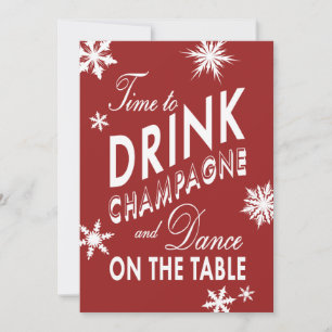 Time to Drink Champagne Corporate Red Invitation