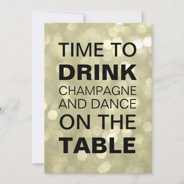Time to Drink Champagne Gold Holiday Invitation (Front)