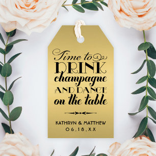 Time to Drink Champagne Gold Monogram Favor Gift Tags