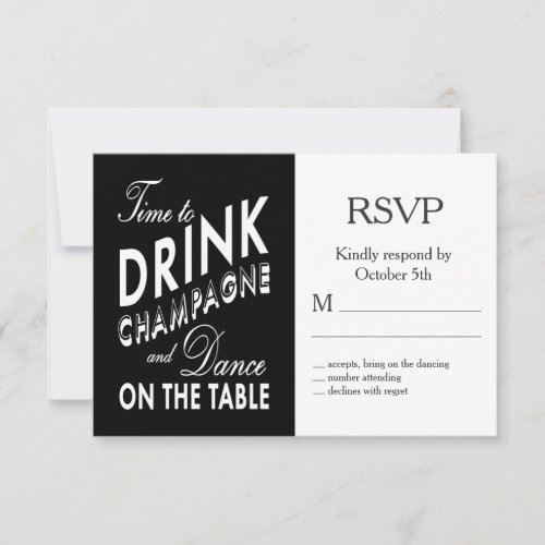 Time to Drink Champagne Halloween Wedding RSVP