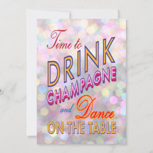 Time to Drink Champagne in Color Holiday Invite