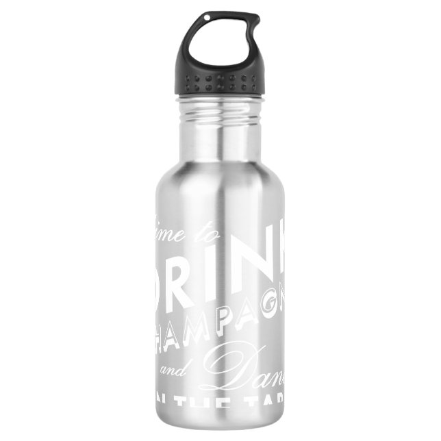 Time to Drink Champagne Purple Water Bottle (Front)