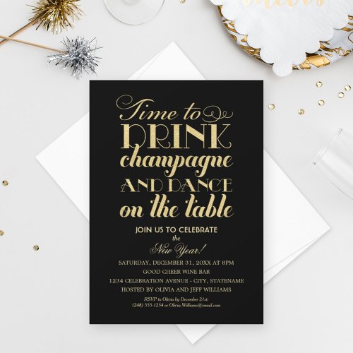 Party Invitations | Time to Drink Champagne Card