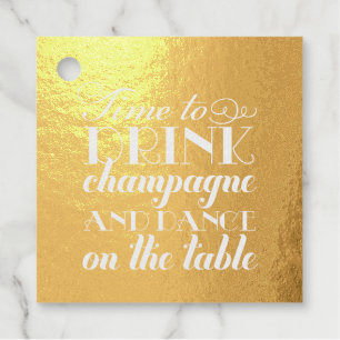 Time to Drink Champagne Quote Wedding Photo Foil Favor Tags