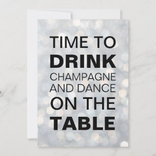 Time to Drink Champagne Silver Birthday Invitation