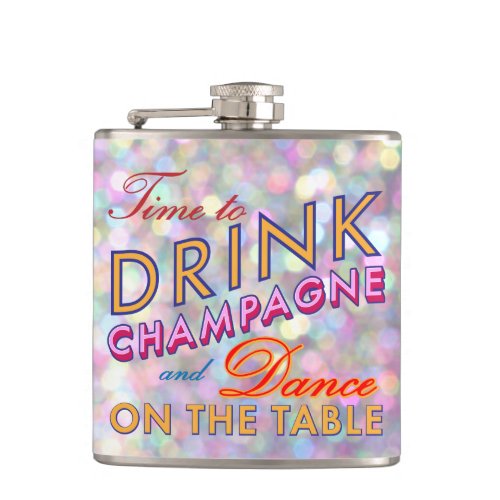 Time to Drink Champagne Sparkly Flask