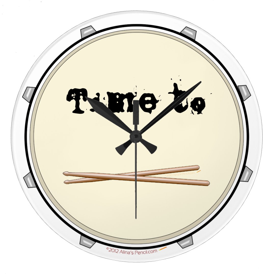Time to Drum Snare Drum Wall Clock for Drummers Zazzle