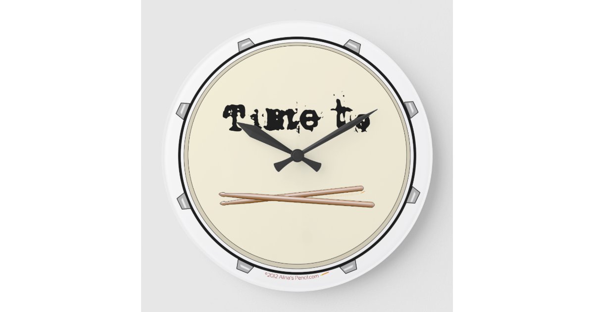Time to Drum Snare Drum Wall Clock for Drummers Zazzle