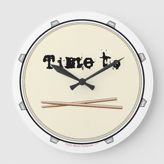 Time to Drum Snare Drum Wall Clock for Drummers (Front)