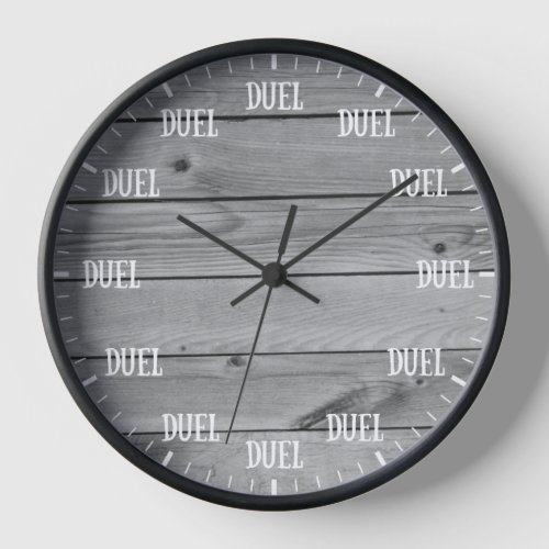 Time to Duel Clock _ faux wood texture _ grey gray